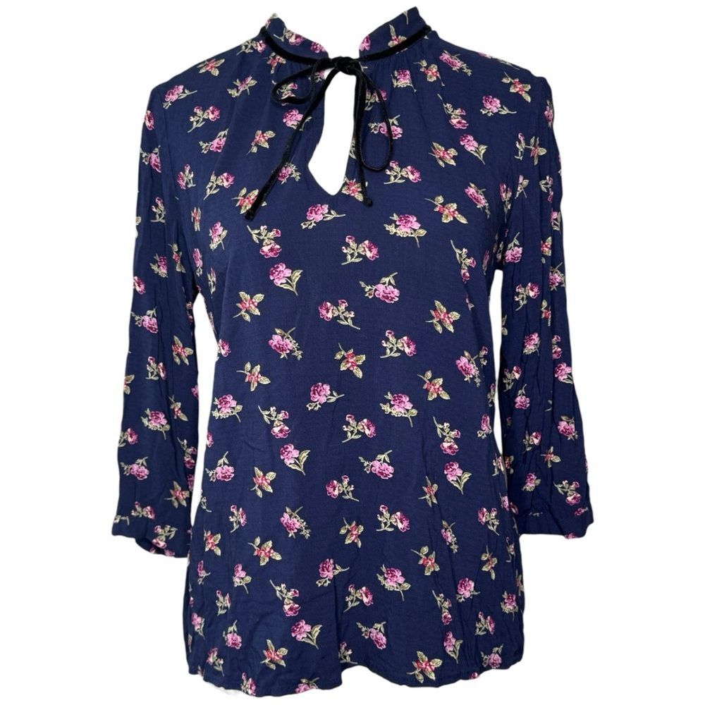 |EUC| FOREVER 21 Tie Neck Floral Long Sleeve Blouse